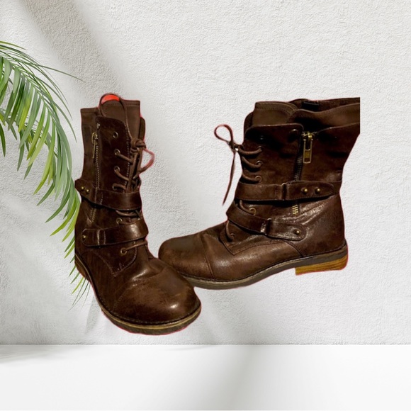 Zip-up Laced Combat Style Boots SoftMoc - Picture 3 of 7